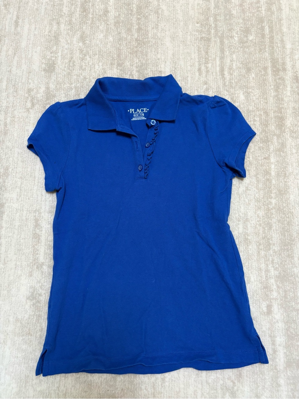 The Children's Place Royal Blue Girls Polo with ruffle trim. Size M (7-8)